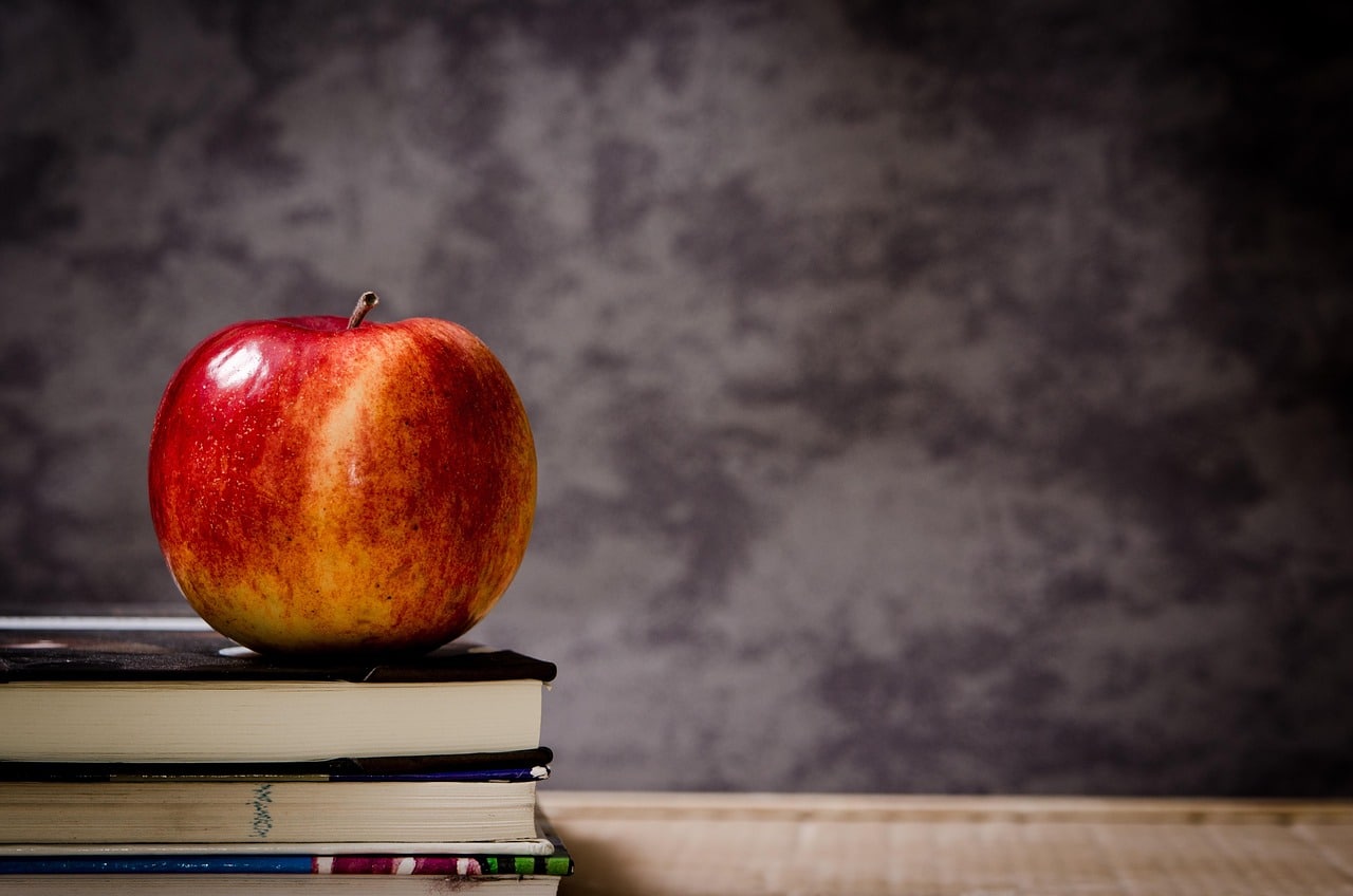 apple on desk